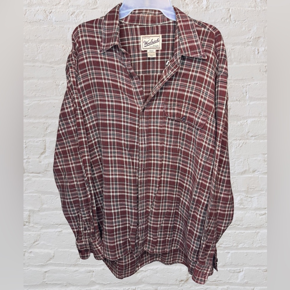 Woolrich Mens Cotton Flannel Plaid Long Sleeve Shirt